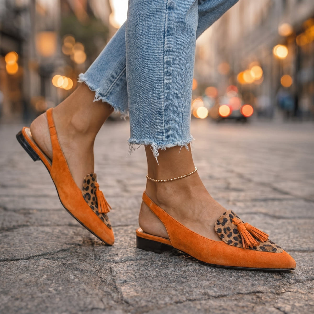 Orange & Leopard Slingback
