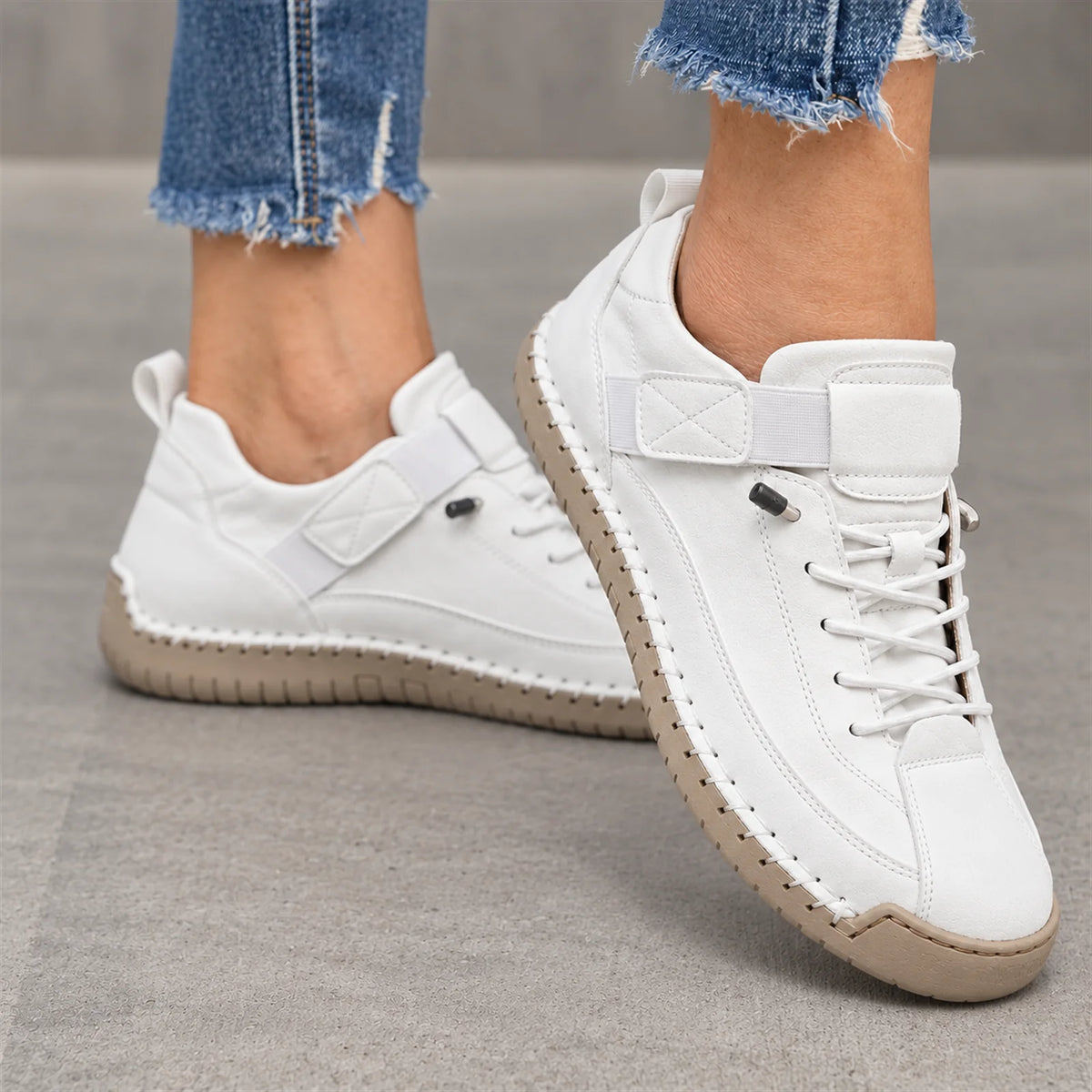 Mia comfortable sneakers white - front view on foot