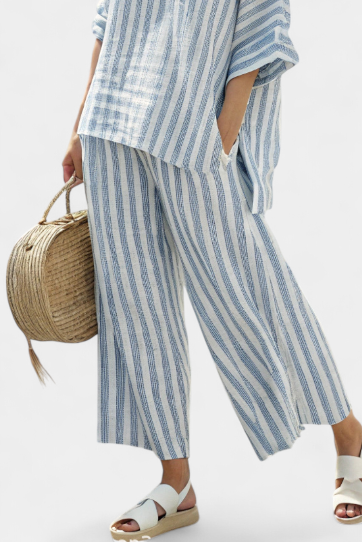 Women's Two-Piece Set Blue Striped - Nora & Rose Maine, view 3