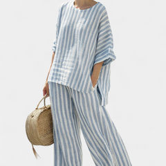 Women's Two-Piece Set Blue Striped - Nora & Rose Maine, view 4
