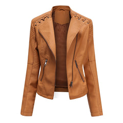 Marguerite Women's Asymmetrical Grommet Moto Quilted Jacket - Nora & Rose Maine, view 3