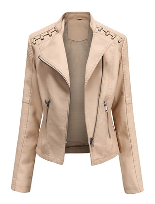 Marguerite Women's Asymmetrical Grommet Moto Quilted Jacket - Nora & Rose Maine, view 5
