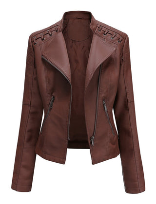 Marguerite Women's Asymmetrical Grommet Moto Quilted Jacket - Nora & Rose Maine, view 2