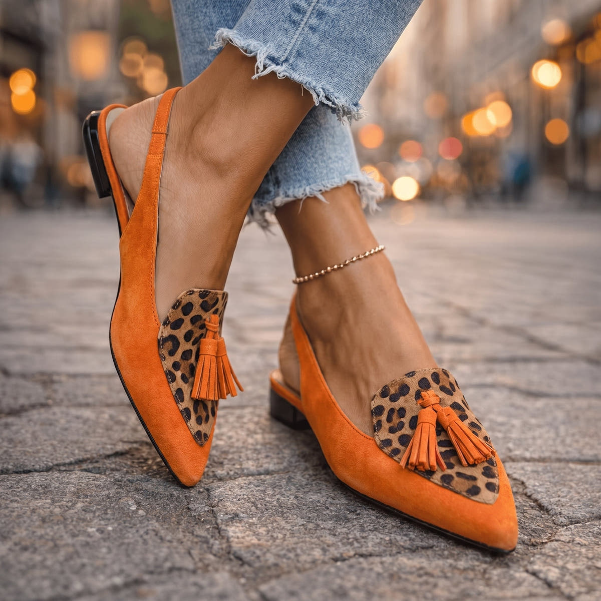 Orange & Leopard Slingback