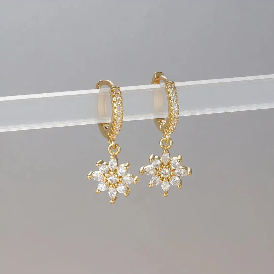 Classic Crystal Snowflake Drop Earrings