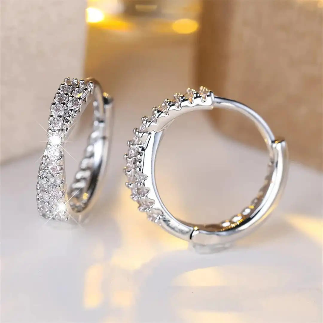 Vintage Zirconia Hoop Earrings