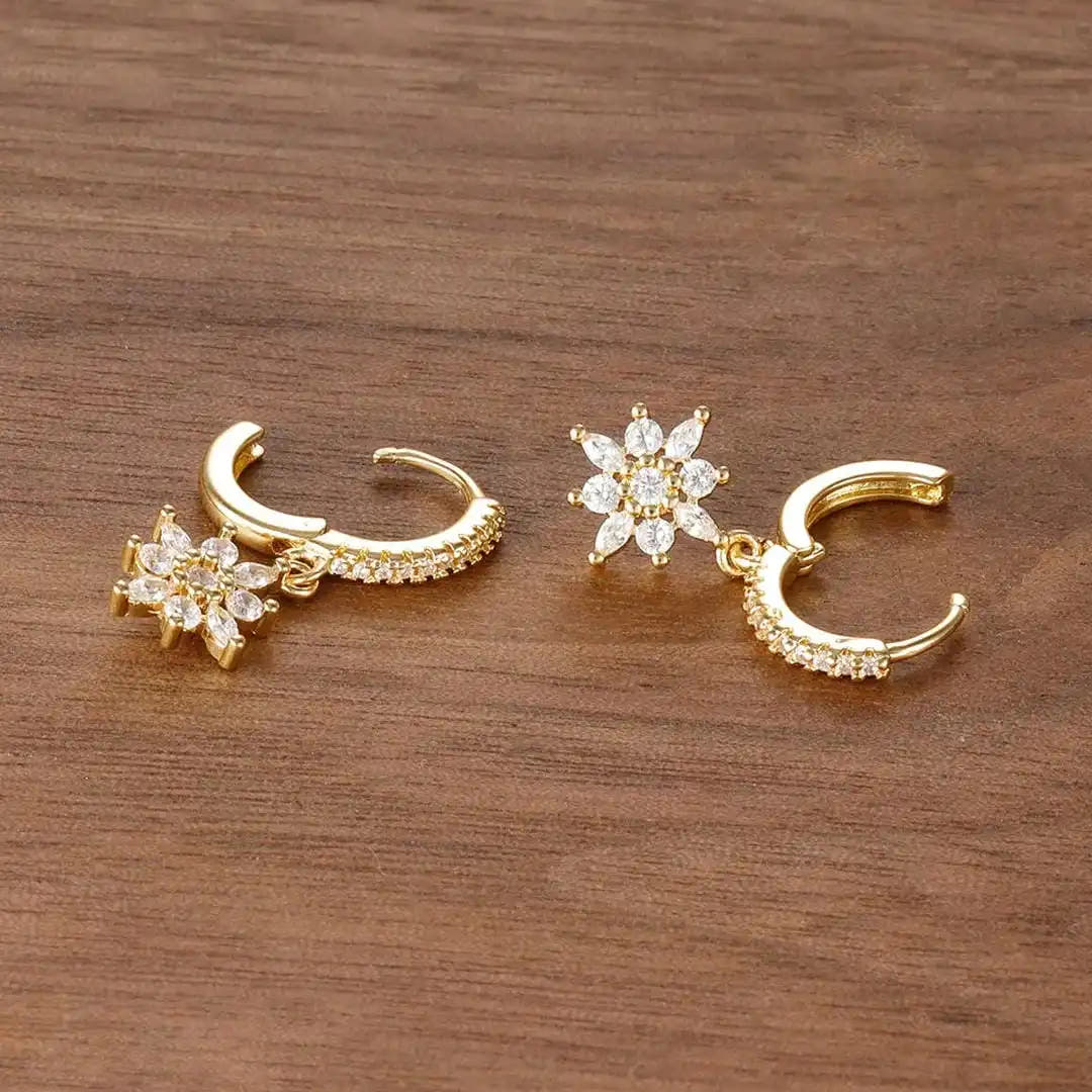 Classic Crystal Snowflake Drop Earrings