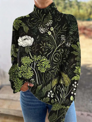 Willow Botanical Floral Turtleneck - Nora & Rose Maine