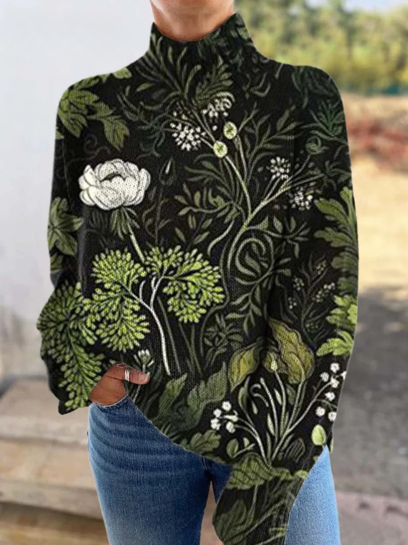 Willow Botanical Floral Turtleneck - Nora & Rose Maine
