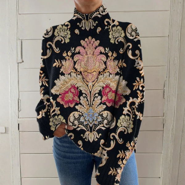 Harper Vintage Floral Turtleneck - Nora & Rose Maine