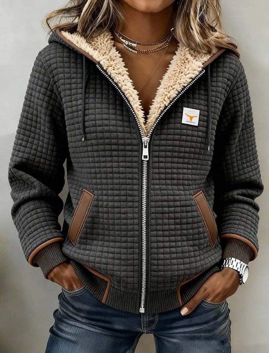 Eleanor Sherpa-Lined Quilted Zip-Up Hooded Jacket - Nora & Rose Maine