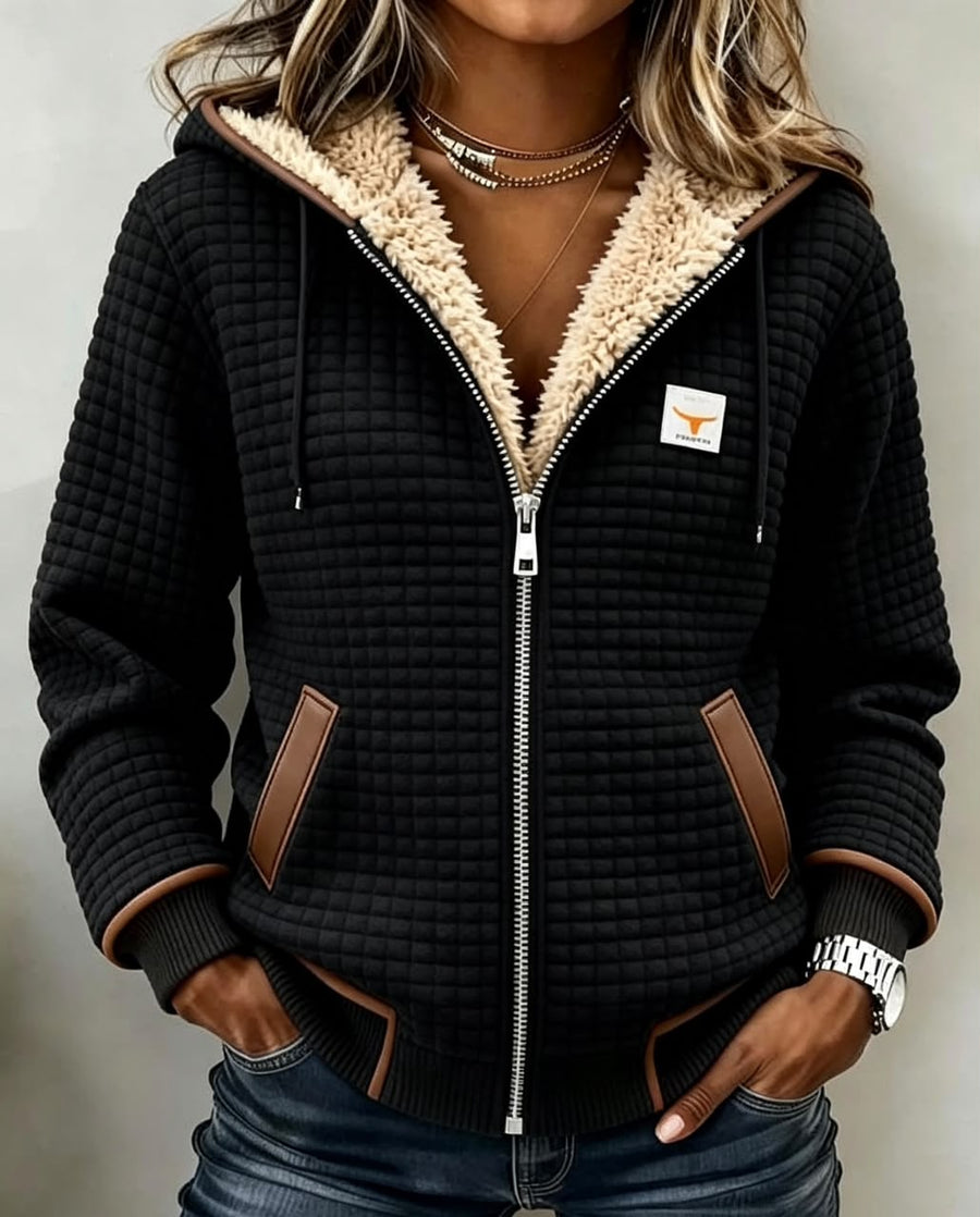 Natalie Sherpa-Lined Quilted Zip-Up Hooded Jacket - Nora & Rose Maine