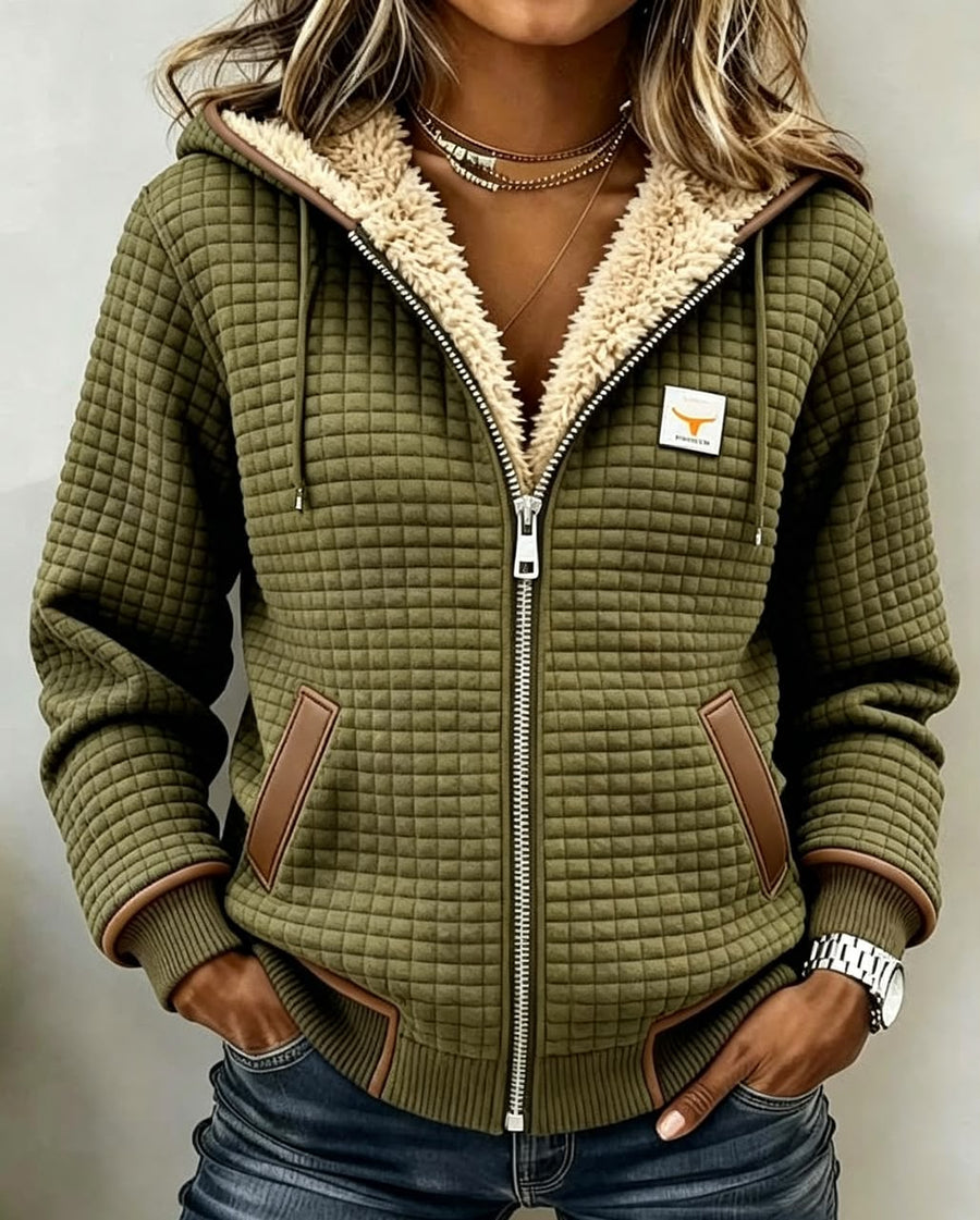 Kennedy Sherpa-Lined Quilted Zip-Up Hooded Jacket - Nora & Rose Maine