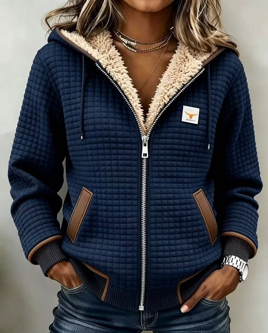 Bella Sherpa-Lined Quilted Zip-Up Hooded Jacket - Nora & Rose Maine