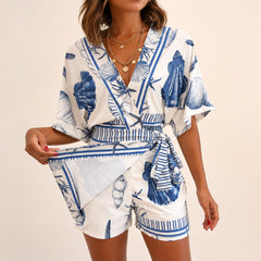 Azzurine Romper With Skirt Overlay And Side Tie - Nora & Rose Maine
