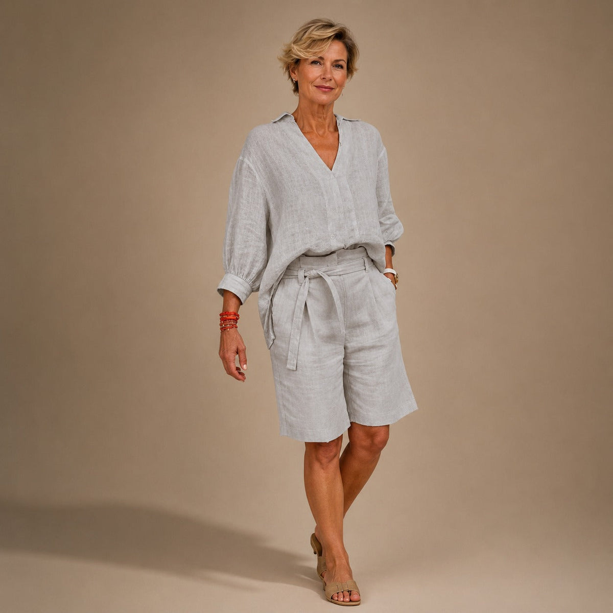 Set Marlowe with a Fluid Fit Shirt and Drawstring Waist Shorts - Nora & Rose Maine, view 2