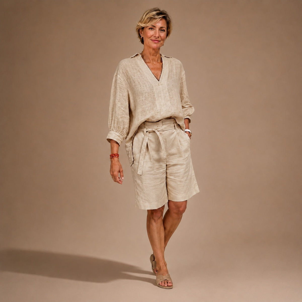 Set Marlowe with a Fluid Fit Shirt and Drawstring Waist Shorts - Nora & Rose Maine, view 5
