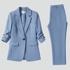Women’s Blazer Set with Notched Lapel and Straight-Leg Trousers - Nora & Rose Maine