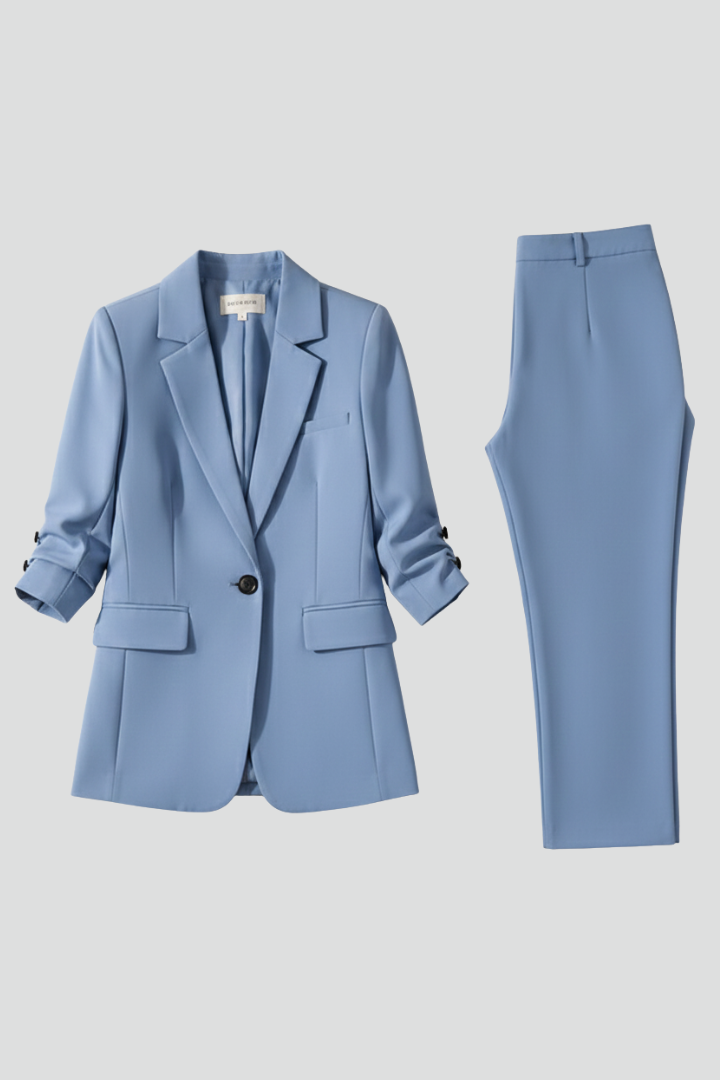 Women’s Blazer Set with Notched Lapel and Straight-Leg Trousers - Nora & Rose Maine