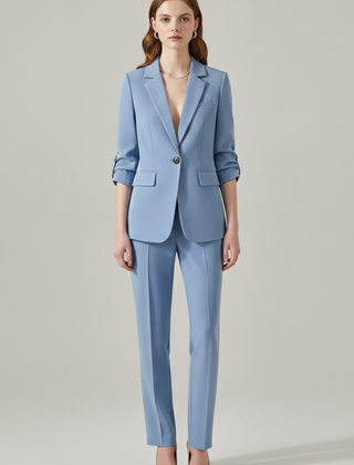 Women’s Blazer Set with Notched Lapel and Straight-Leg Trousers - Nora & Rose Maine, view 2