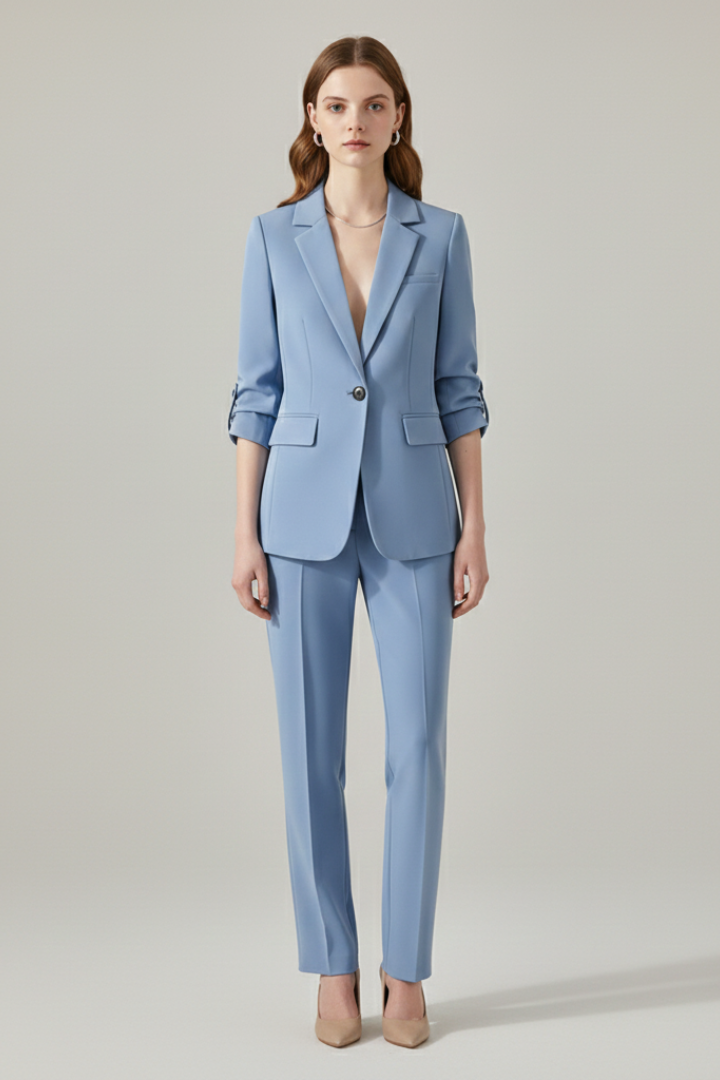 Women’s Blazer Set with Notched Lapel and Straight-Leg Trousers - Nora & Rose Maine, view 2