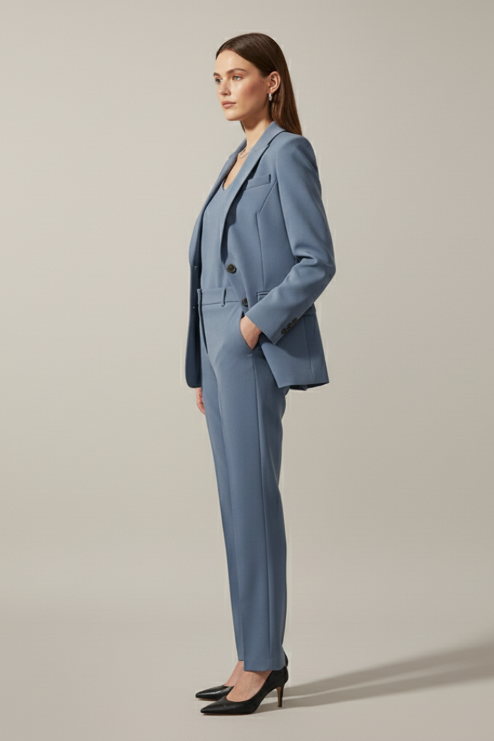 Women’s Blazer and Trousers Set with Notched Lapel and Straight Legs - Nora & Rose Maine, view 4