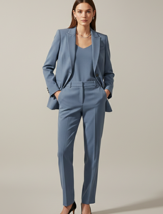 Women’s Blazer and Trousers Set with Notched Lapel and Straight Legs - Nora & Rose Maine, view 2