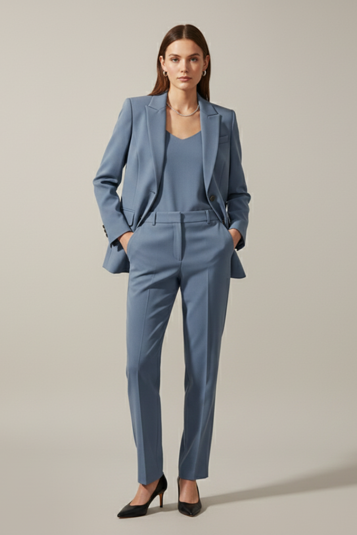 Women’s Blazer and Trousers Set with Notched Lapel and Straight Legs - Nora & Rose Maine, view 2