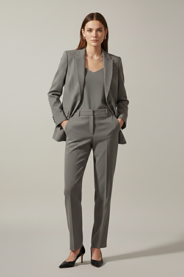 Women’s Blazer and Trousers Set with Notched Lapel and Straight Legs - Nora & Rose Maine, view 8