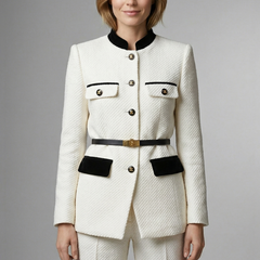 Women’s Blazer with Belted Waist and Button Closure - Nora & Rose Maine, view 6