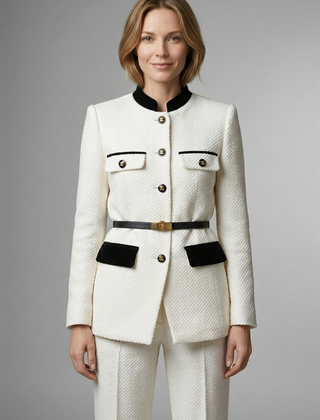 Women’s Blazer with Belted Waist and Button Closure - Nora & Rose Maine, view 6