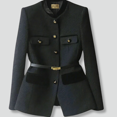 Women’s Blazer with Belted Waist and Button Closure - Nora & Rose Maine