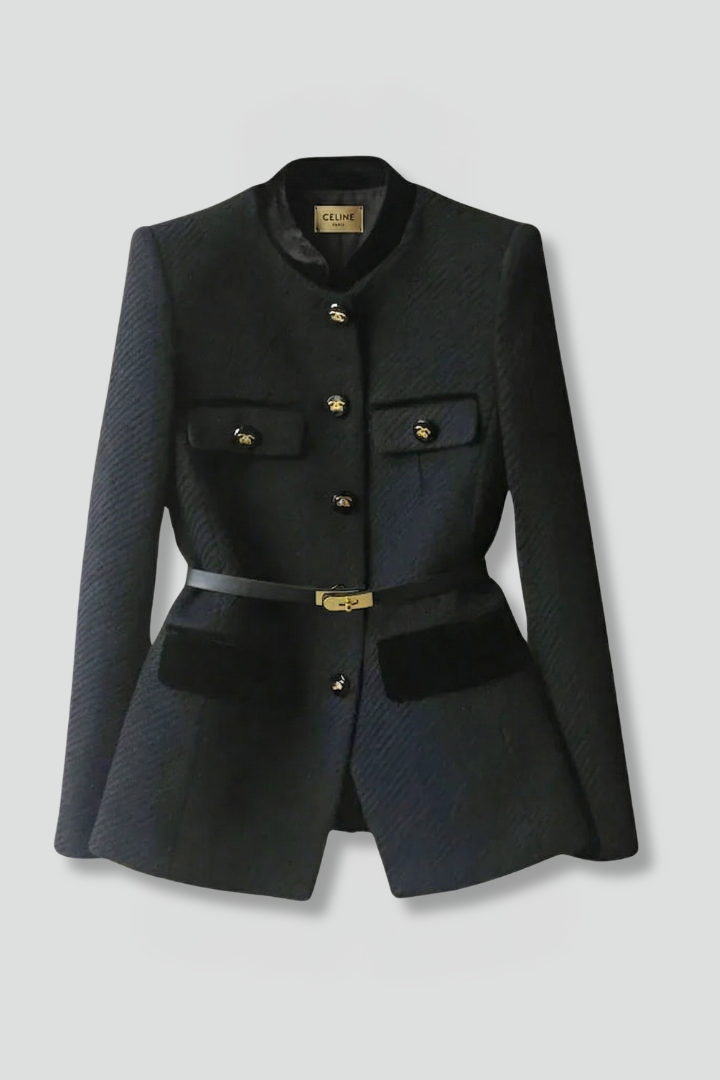 Women’s Blazer with Belted Waist and Button Closure - Nora & Rose Maine