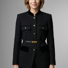 Women’s Blazer with Belted Waist and Button Closure - Nora & Rose Maine, view 2