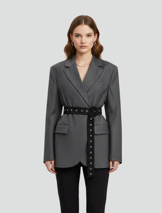 Women’s Blazer with Notched Lapel and Adjustable Belt Detail - Nora & Rose Maine, view 2
