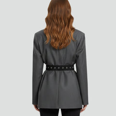 Women’s Blazer with Notched Lapel and Adjustable Belt Detail - Nora & Rose Maine, view 4