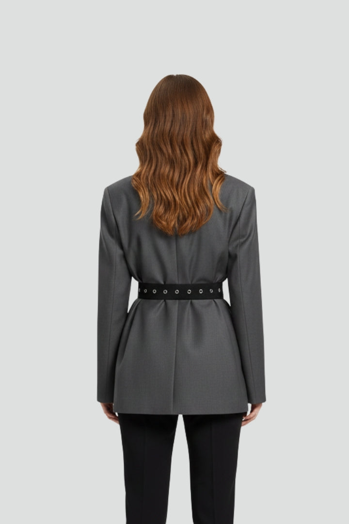 Women’s Blazer with Notched Lapel and Adjustable Belt Detail - Nora & Rose Maine, view 4