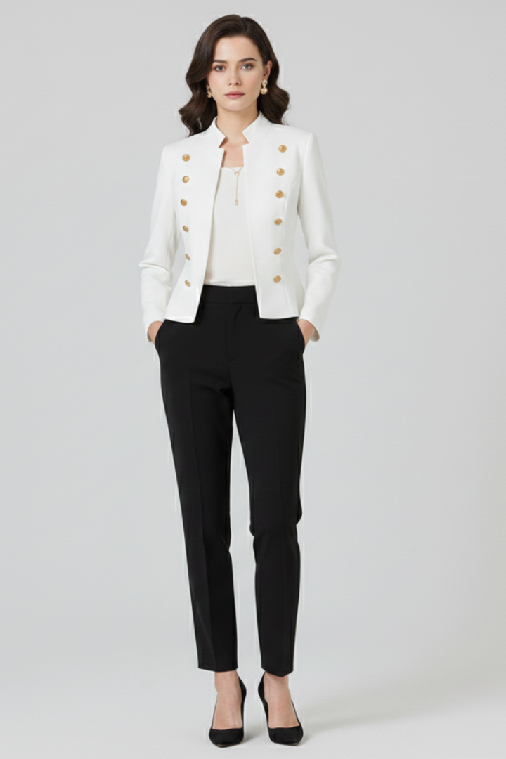 Women’s Blazer with Stand Collar and Button Detailing - Nora & Rose Maine, view 6