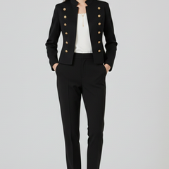 Women’s Blazer with Stand Collar and Button Detailing - Nora & Rose Maine, view 7