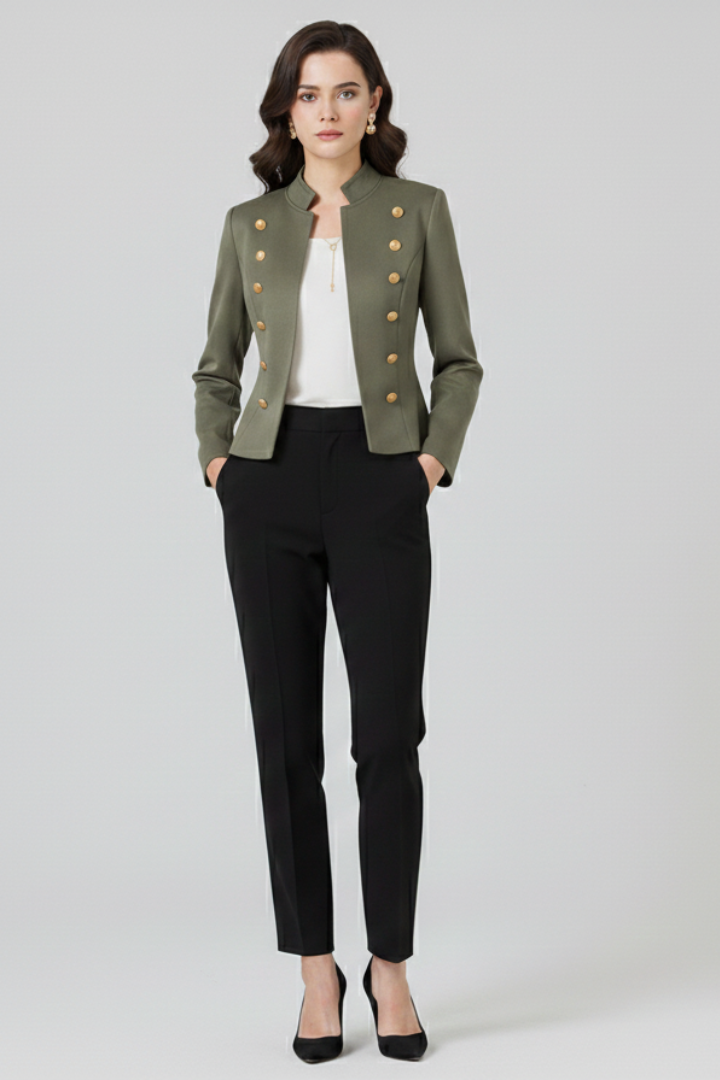 Women’s Blazer with Stand Collar and Button Detailing - Nora & Rose Maine, view 8