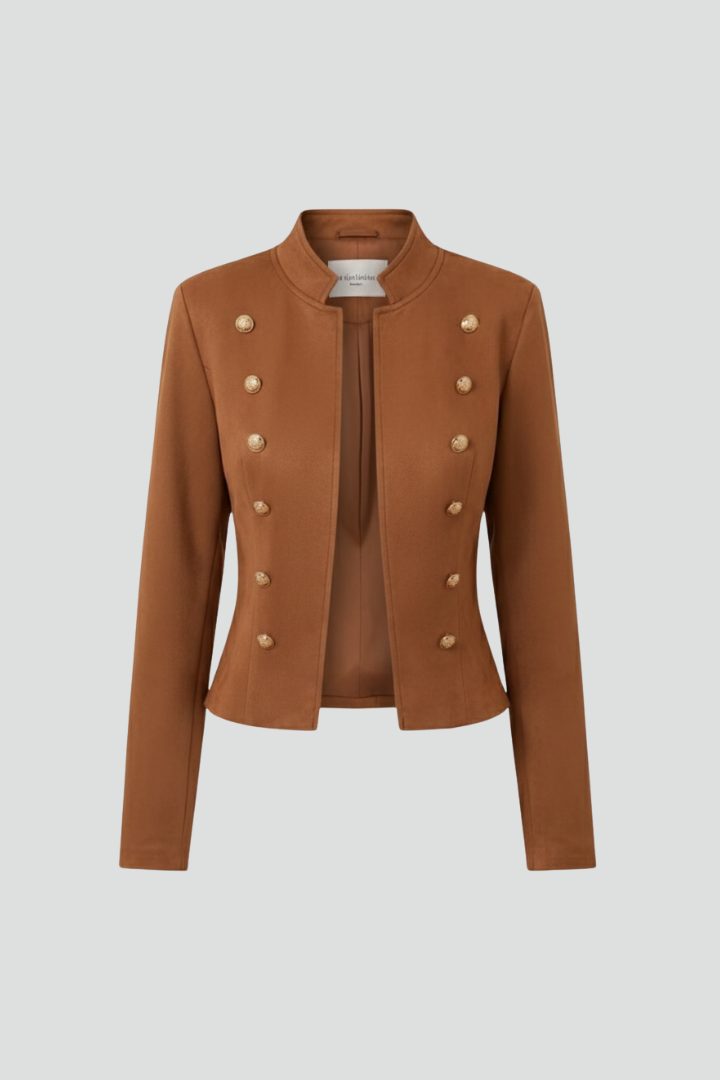 Women’s Blazer with Stand Collar and Button Detailing - Nora & Rose Maine