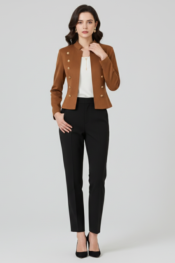 Women’s Blazer with Stand Collar and Button Detailing - Nora & Rose Maine, view 2