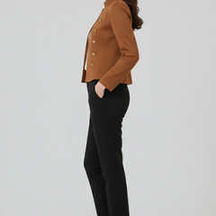 Women’s Blazer with Stand Collar and Button Detailing - Nora & Rose Maine, view 3