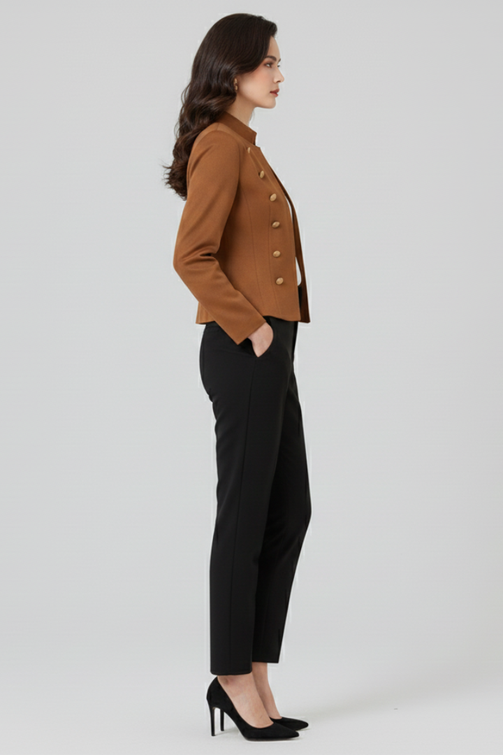 Women’s Blazer with Stand Collar and Button Detailing - Nora & Rose Maine, view 4