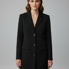 Women’s Longline Blazer with Notched Lapel and Front Buttons - Nora & Rose Maine, view 2