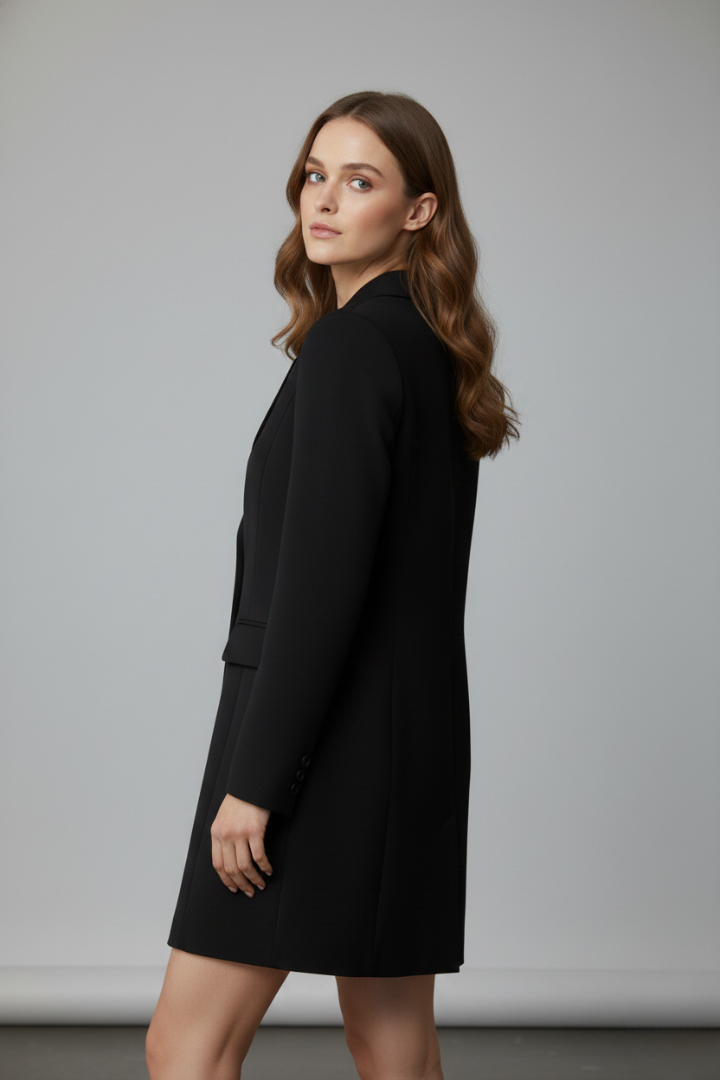 Women’s Longline Blazer with Notched Lapel and Front Buttons - Nora & Rose Maine, view 4