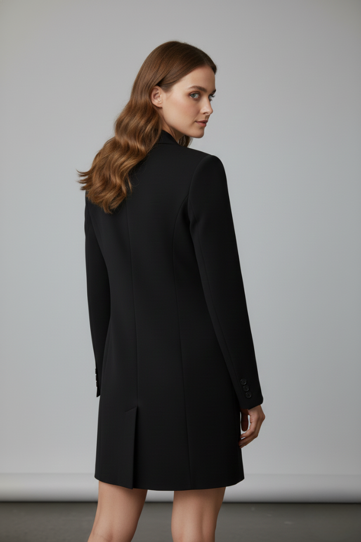 Women’s Longline Blazer with Notched Lapel and Front Buttons - Nora & Rose Maine, view 5