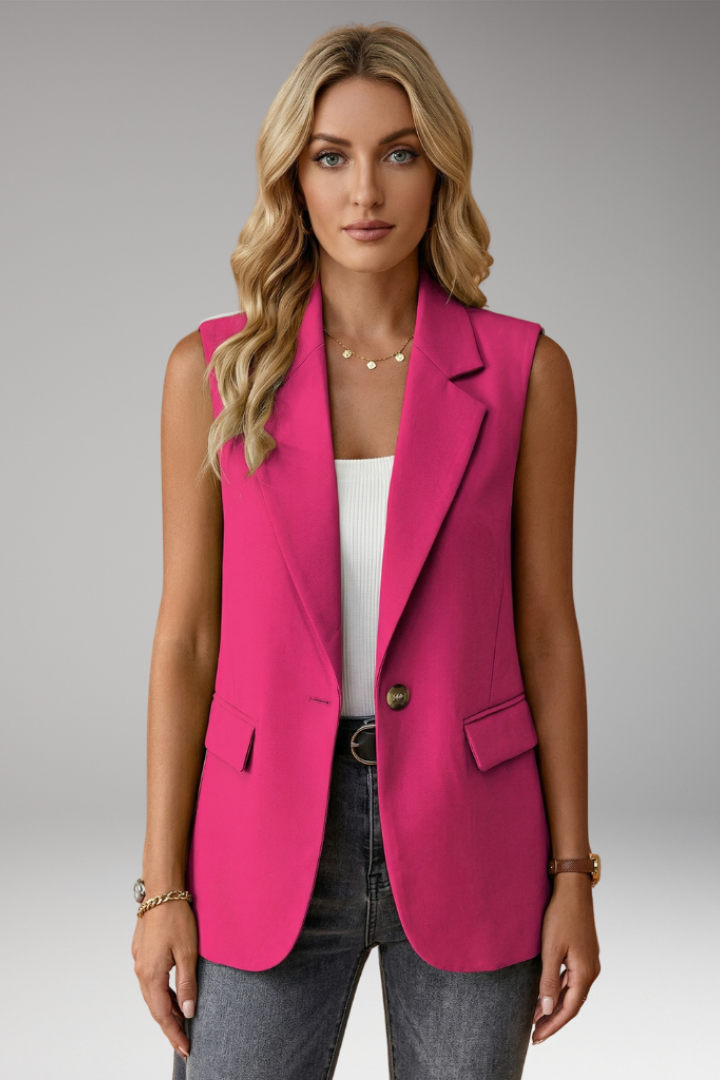 Women’s Sleeveless Blazer with Notch Collar and Pockets - Nora & Rose Maine, view 9
