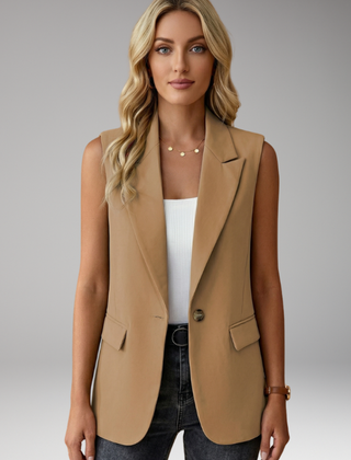 Women’s Sleeveless Blazer with Notch Collar and Pockets - Nora & Rose Maine, view 12