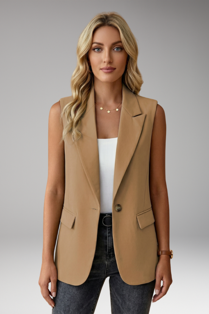 Women’s Sleeveless Blazer with Notch Collar and Pockets - Nora & Rose Maine, view 12